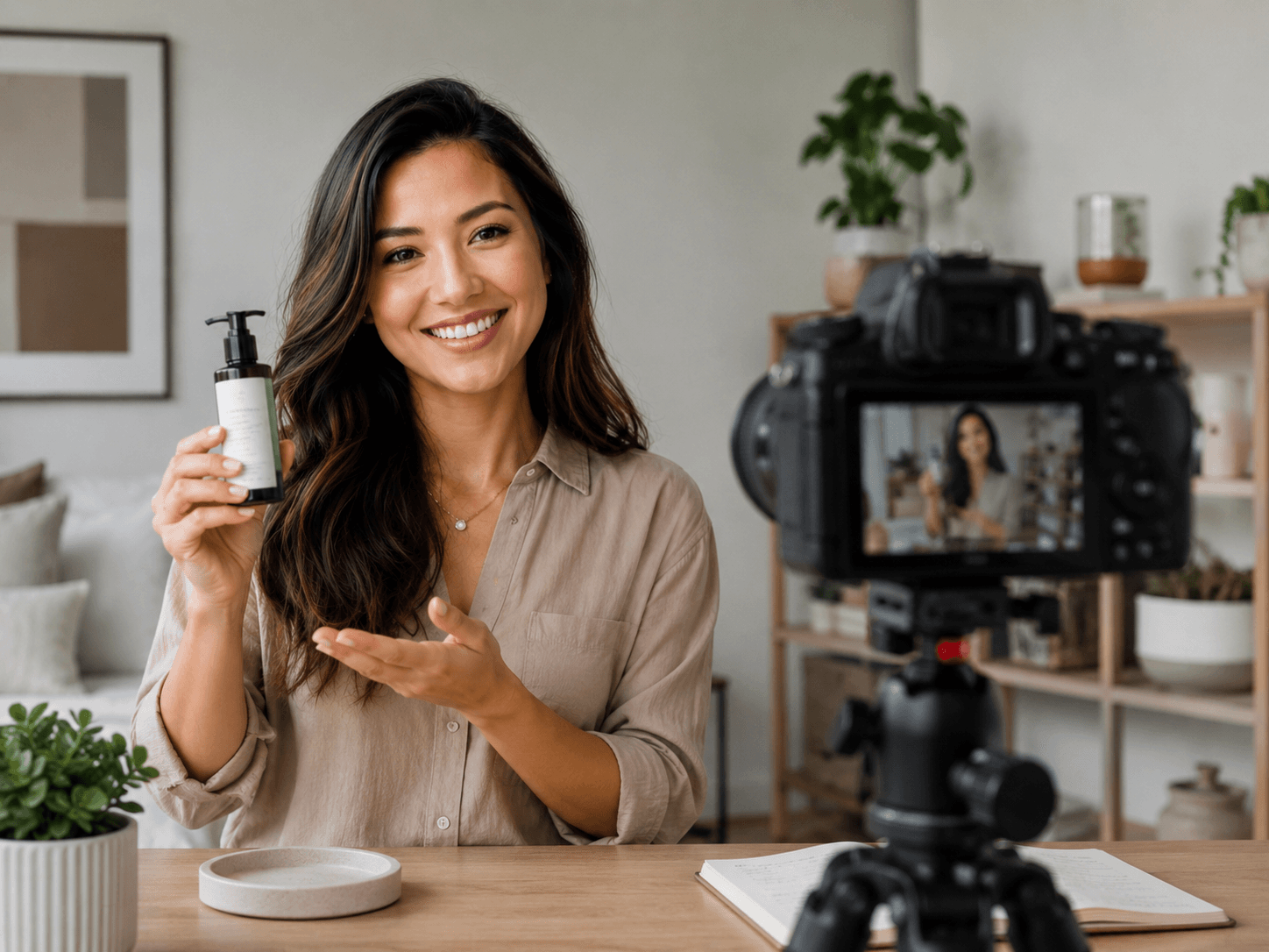 Creator filming brand content with a professional camera