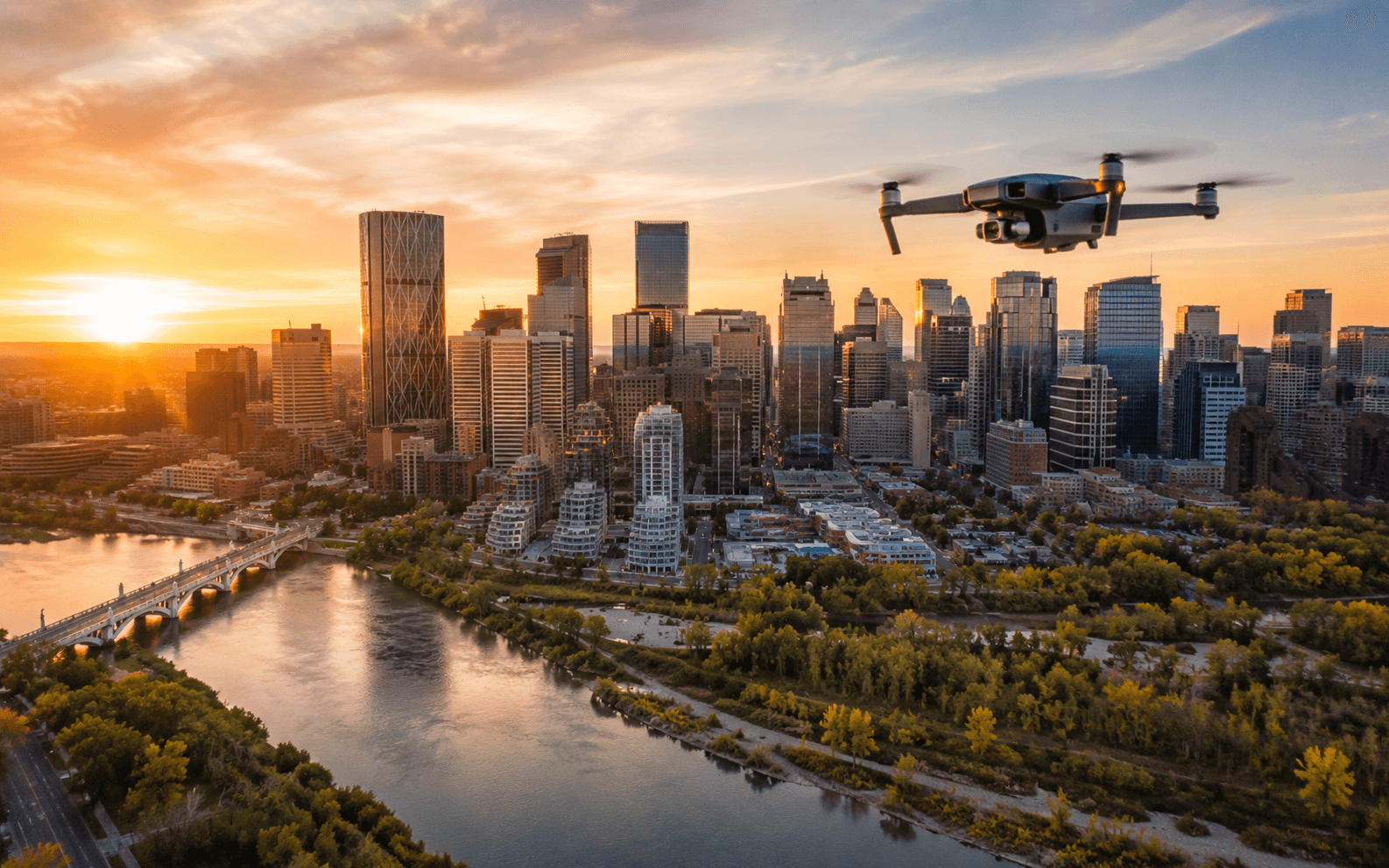 Drone operator capturing aerial video for a professional project