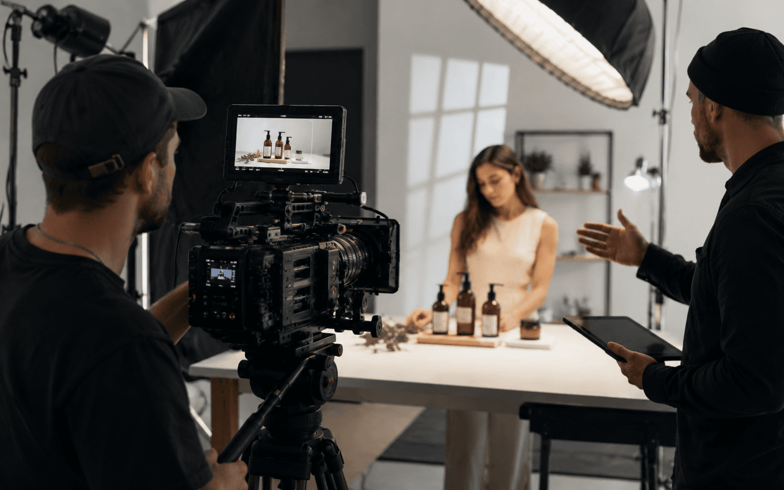Professional videographer on a brand shoot