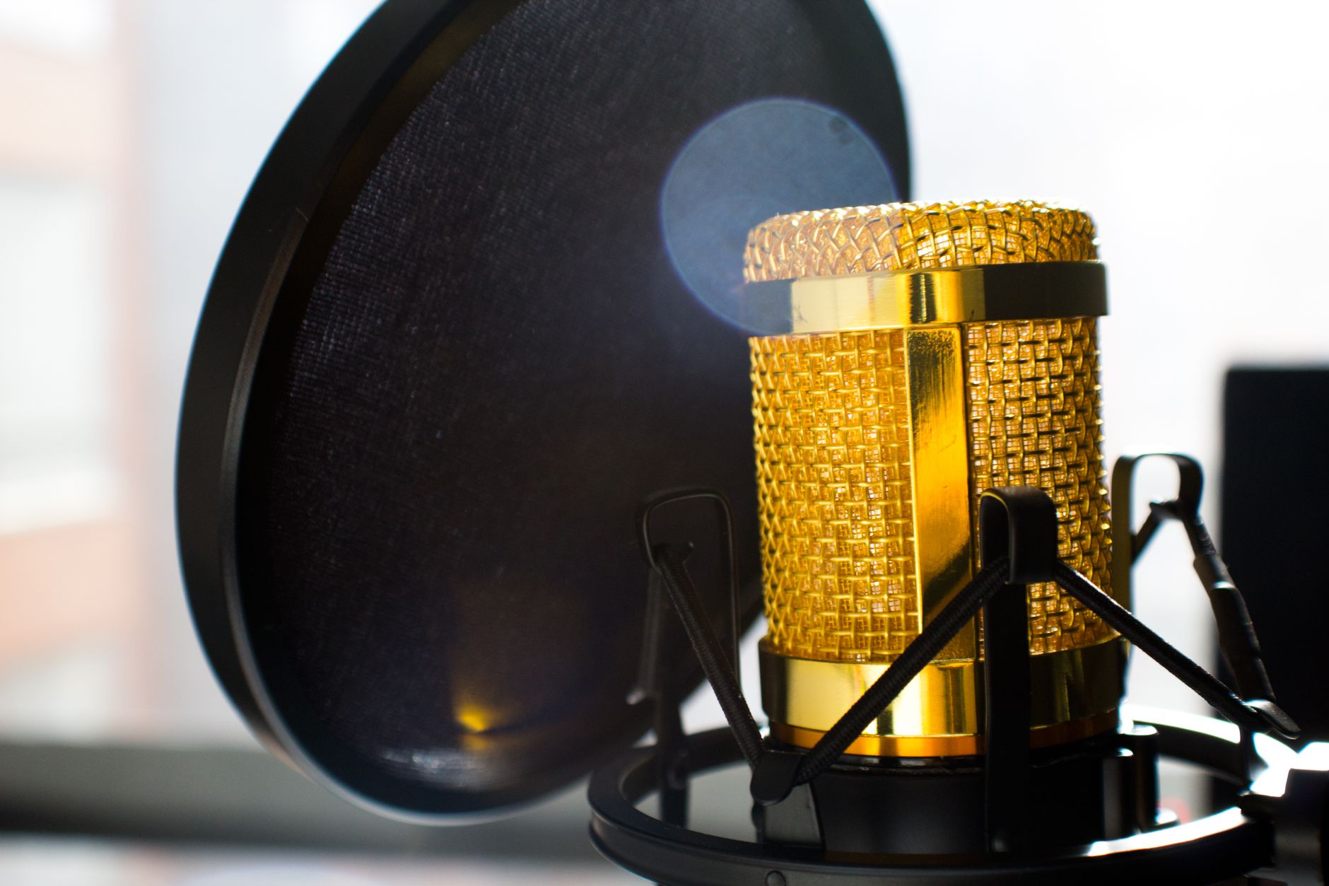 Voice-over talent recording in a professional studio